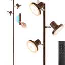 SIBRILLE 36W LED Tree Floor Lamp, Modern Dimmable Standing Lamp with Remote & Touch Control, 4 Color Temperatures, 3 Rotatable LED Light Floor Lamps for Living Room, Bedroom, Office (Brown)