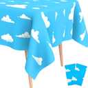 2Pcs Blue Sky and White Clouds Tablecloth Birthday Party Supplies, 54x108 Inch Cartoon Story Tablecloth, Cartoon Tablecovers Party Table Cover for Baby Boy Girl Kids Shower Birthday Party Decorations