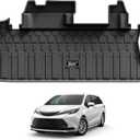 3W Cargo Mat Custom Fit for Toyota Sienna 2026-2021, TPE Trunk Mat for Sienna Car Accessories, Heavy Duty Cargo Liner (Only Fit Spare Tire)