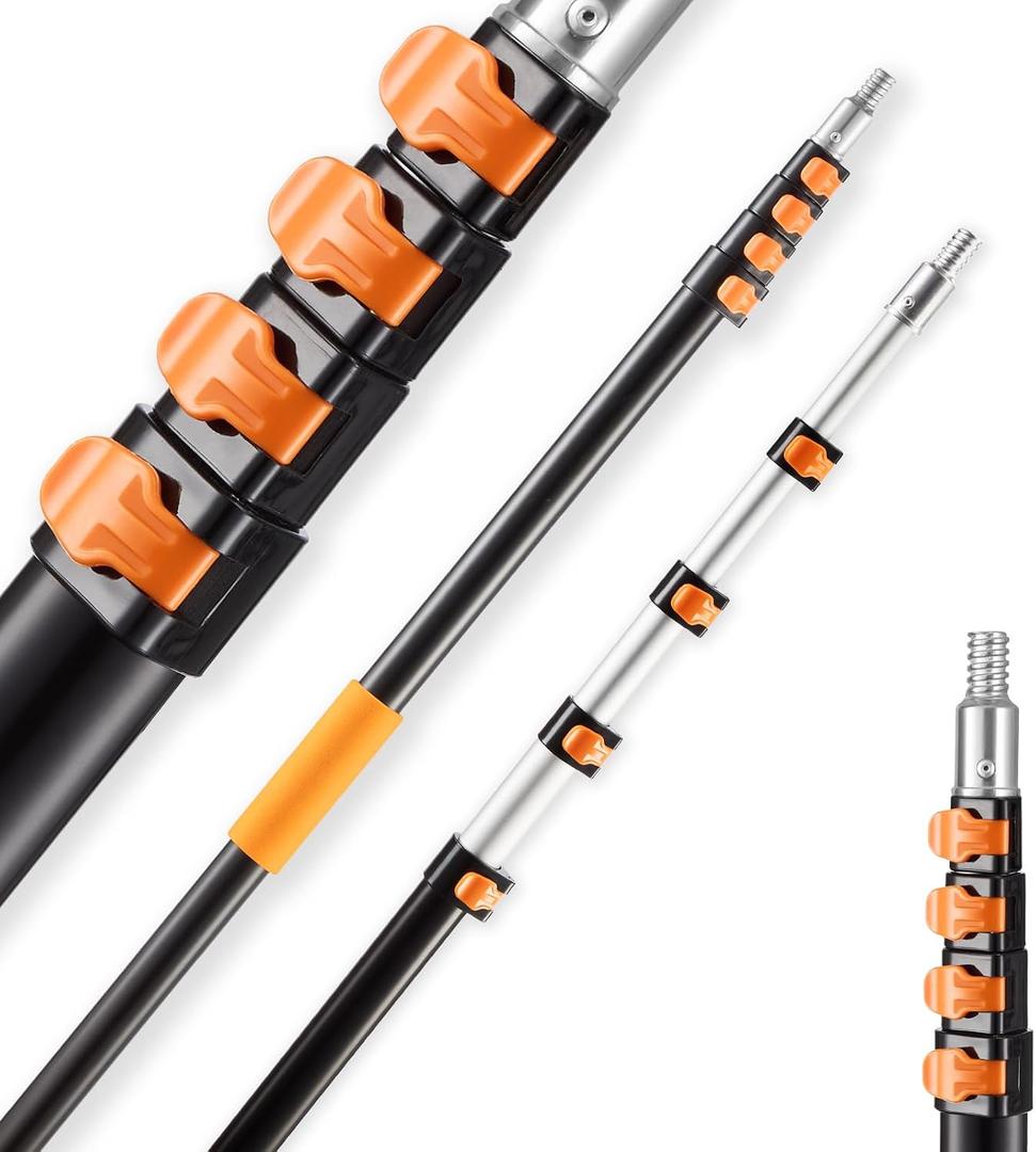 VEVOR Telescopic Extension Pole, 4.66-19 FT Multi-Purpose Extendable Pole, Sturdy Aluminum Alloy Paint Pole Extension with Flip-Lock Design, High Reach Roller Stick for Painting, Dusting and Cleaning