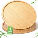 Meanplan 3 Pcs Charcuterie Board Bulk Round Wood Trays Bamboo Serving Platter with Rim Polished Wooden Vegetable Platter for Holding Fruit Bread Pizza Party Decor (13.8 Inch)
