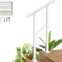 HOOSHEE Handrails for Outdoor Steps,2 Steps Metal Handrail,White Wrought Iron Railing for Wooden Steps,Handrails for Concrete Steps,Hand Rails for Indoor/Outdoor Steps for Elderly