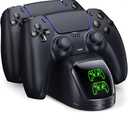Controller Charging Station for PlayStation 5 Dualsense Controller with Dual Stand Charger Dock, Upgrade Charger for PS5 Without Charging Cable, Charging Station Black for PS5