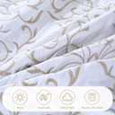 Lady Ann 3Pcs Oversized King Quilt Set 128x120 - Beige Embroidery Pattern Reversible Cotton bedspreads & coverlets, Lightweight Quilted Extra Large Elegant Oversized King Bedroom Bedding Set, Oversized King Plus