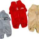 Tangpan Dog Fuzzy Velvet Pajamas, Plush Onesie Soft Dog Winter Clothes for Small Dogs, Pet Puppy Jumpsuit, Doggy Apparel Grey Medium