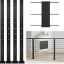 Muzata 4Pack Black Cable Railing Post 36 Inch 36"x2"x2" Level Drilled Surface Mount T304 Stainless Steel Cable Railing System Kit Indoor Outdoor with Paper User Guide PS02 BH4S