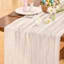 White Cheesecloth Table Runner Easter Spring Boho Rustic Gauze 35"*120 inch Cheese Cloth Runner for Wedding Party Baby Shower Birthday Home Decor Holiday Decorations 2 PCS