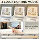 ROLOVE 14"x12"Vanity Mirror, Lighted Makeup Mirror for Vanity Desk, Smart Touch Control, 360° Rotation, 3-Color Modes, Gifts for Women, Bedroom, White