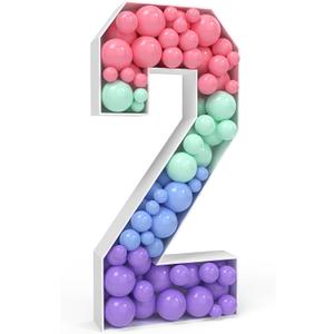 Marquee Numbers 3 Feet Tall 2 Mosaic Numbers for Balloons Mosaic Balloon Frame Pre-Cut Foam Board for Christmas Baby Shower Engagement Wedding Birthday Bachelorette Party Decorations Backdrop Decor