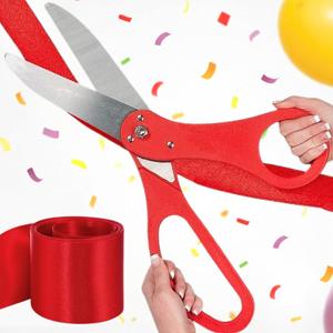 Red Ribbon Cutting Ceremony Kit 20 Inch Giant Scissors and Ribbon Giants Grand Opening Scissors Big Shears for Special Events Inaugurations and Ceremonies