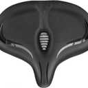 Comfort Bike Seat - Leather 33x30x6cm | Padded Gel Cover for Exercise | Hollow Cushion Design Bike Seat Cushion for Road Bikes, Mountain Bikes, Folding Biks, and City (Black)