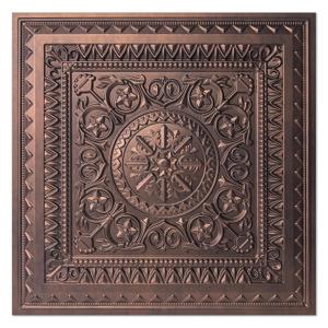 Art3d Drop Ceiling Tiles, Glue up Ceiling Tiles, 2'x2' Plastic Sheet in Antique Copper (24-Pack, 96 Sq.ft), 24"x24"