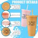 Skylety 32 Pcs Employee Appreciation Week Gift Bulk 24oz Inspirational Plastic Cup Tumbler with Straw Lid Staff Team Appreciation Gift Reusable Cup for Coworker Employees Volunteer 