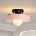 GloMuse Flush Mount Ceiling Light Bedroom Glass Light Modern Pink
