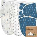 3-Pack Organic Baby Swaddle Sleep Sacks - Swaddles for Newborns, Infant 0-3 Months, Baby Girls, Boys, Soft & Snug Newborn Sleep Sack, Nursery Swaddling Blankets (Cosmo, OS)