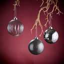 Black Christmas Ornaments, 25ct 3.15in Large Clear Plastic Hanging Ornaments for Christmas Tree, Halloween, Party