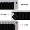 CUCRAF Blackout Curtains 54 Inches Length 2 Panels Set, Black Rod Pocket and Back Tab Window Curtain, Thermal Insulated Darkening Drapes for Bedroom Living Room (W52 x L54 Inch)