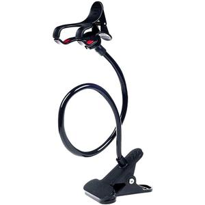 ITART Plastic Flexible Long Arms Gooseneck Clip Clamp Stand Universal Cell Phone Holder - Black