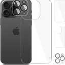 2 x [3 Pack] Screen Protector for iPhone 15 Pro Max,Camera Protector, iPhone 15 Pro Max Front and Back Screen Protector Tempered Glass Protective Film(6.7")