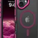 BENTOBEN Magnetic for iPhone 17 Case 2025 [Compatible with Magsafe] [Military-Grade Protection] Matte Women Men Anti-Slip Shockproof Bumper Phone Cases for iPhone 17 6.3", Hot Pink/Black