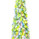 Pop Up Easter Egg Tree, 5FT Artificial Colorful Easter Egg Tree, Collapsible Tinsel Pencil Tree Easy-Assembly Coastal Glitter Artificial Tree for Apartment Party Corner Home Indoor Spring Decor