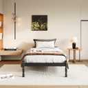 12 Inch Twin XL Bed Frame with Mattress Slide Stopper, Twin XL Platform Bed Frame with Vintage Style, Heavy Duty Steel Slats, Anti-Slip Design