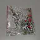 Christmas Decor - Green Mistletoe Bunch with Bow, Xmas Ornament - Glitter Hanging for Home Party(2pcs)