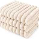 LINENLUX 1 Pack 3 Soft Fleece Dog Blanket for Pet Washable Warm Cat Puppy Fluffy Calming Flannel Beige Medium