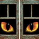 Irenare 2 Pcs Halloween Eyes for Windows, Curtain Panels Black Window Treatment Scary Eye Halloween Window Posters Silhouette for Bedroom Living Room, 34.49 x 60.24 Inches(Cat)