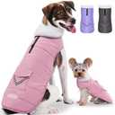 iBuddy Dog Winter Coat for Large Dogs, Easy on Dog Snow Coat Velcro Waterproof Pet Puffer Jacket with Harness Hole Adjustable Reflective Quilted Pet Cold Weather Vest Wind-Poof for Pitbull Boy Girl, L