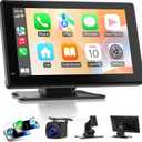 Haudio 7" Portable Wireless CarPlay & Android Auto Screen for Car, HD Touchscreen, Backup Camera, Bluetooth 5.0, FM Transmitter, Plug and Play, Voice Control, Fit All Vehicles