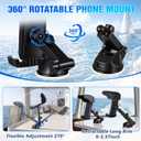 Tellegloww 1 Pack Boat Phone Holder, Marine Cell Phone Holder with Sunshade, Black 360 Degree Adjustable Suction Cup, Smartphone Accessory for Boat Rail, Car, Cycling, Pontoon and Outdoor Use