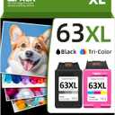 Thcbme Compatible 63XL Ink Cartridge Replacement for HP OfficeJet 3830 4650 4655 5258 5200 Envy 4520 4512 DeskJet 2130 3630, Black, Tricolor, 2-Pack