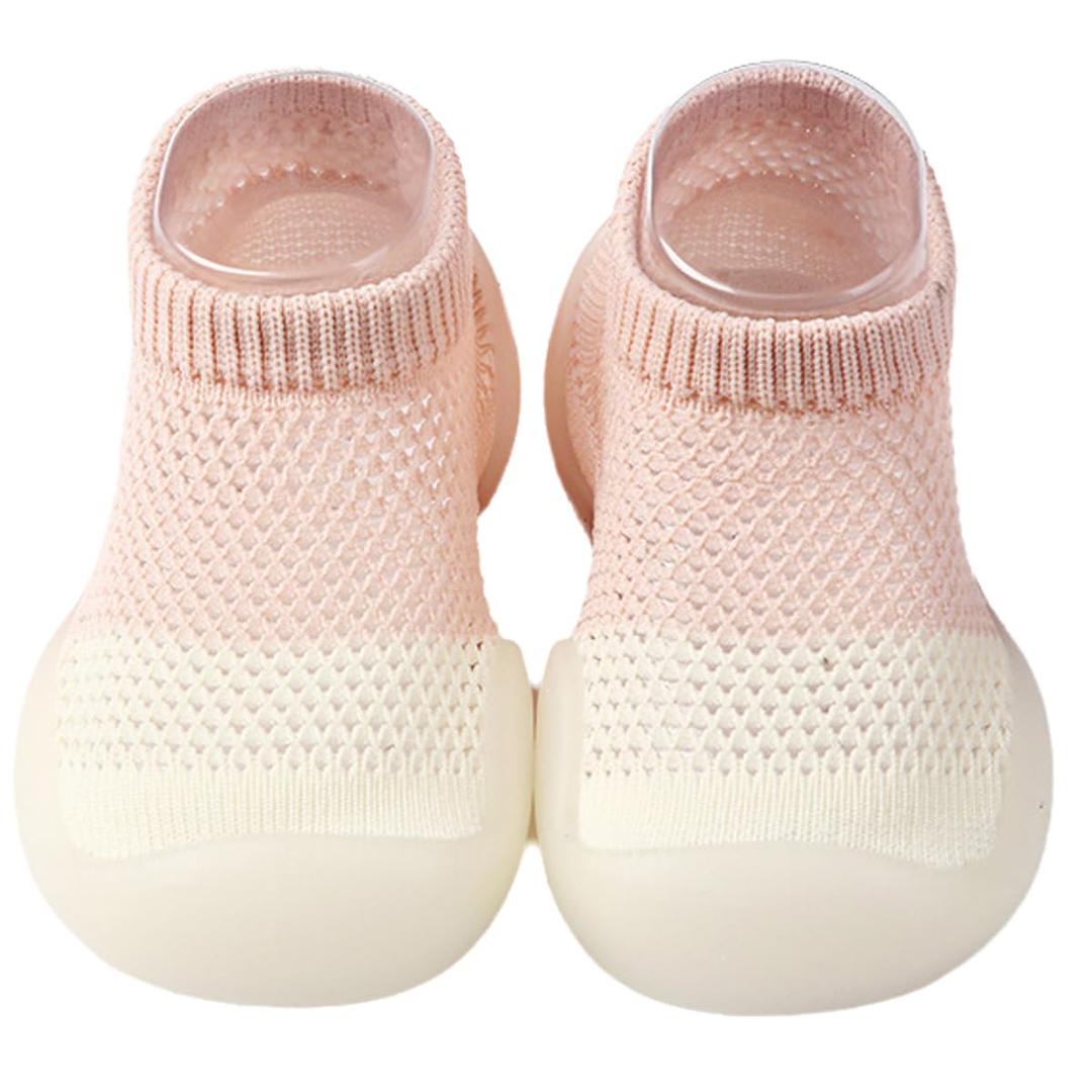 Baby Sock Shoes Boys Girls First Walking Shoes Non Slip Lightweight Toddler Infant Indoor Outdoor (White)