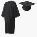 Graduation Cap and Gown Set Matte Black in Multiple Sizes Size 48/ (5'3 - 5'5)