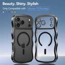 3 x for iPhone 17 Pro Max Case: [Cute Wave Frame][Fit for MagSafe] Military Drop Shockproof Protection, Camera Protective Glossy Slim Magnetic Wavy Phone Cover for Women Girls 6.9'', Clear/Black