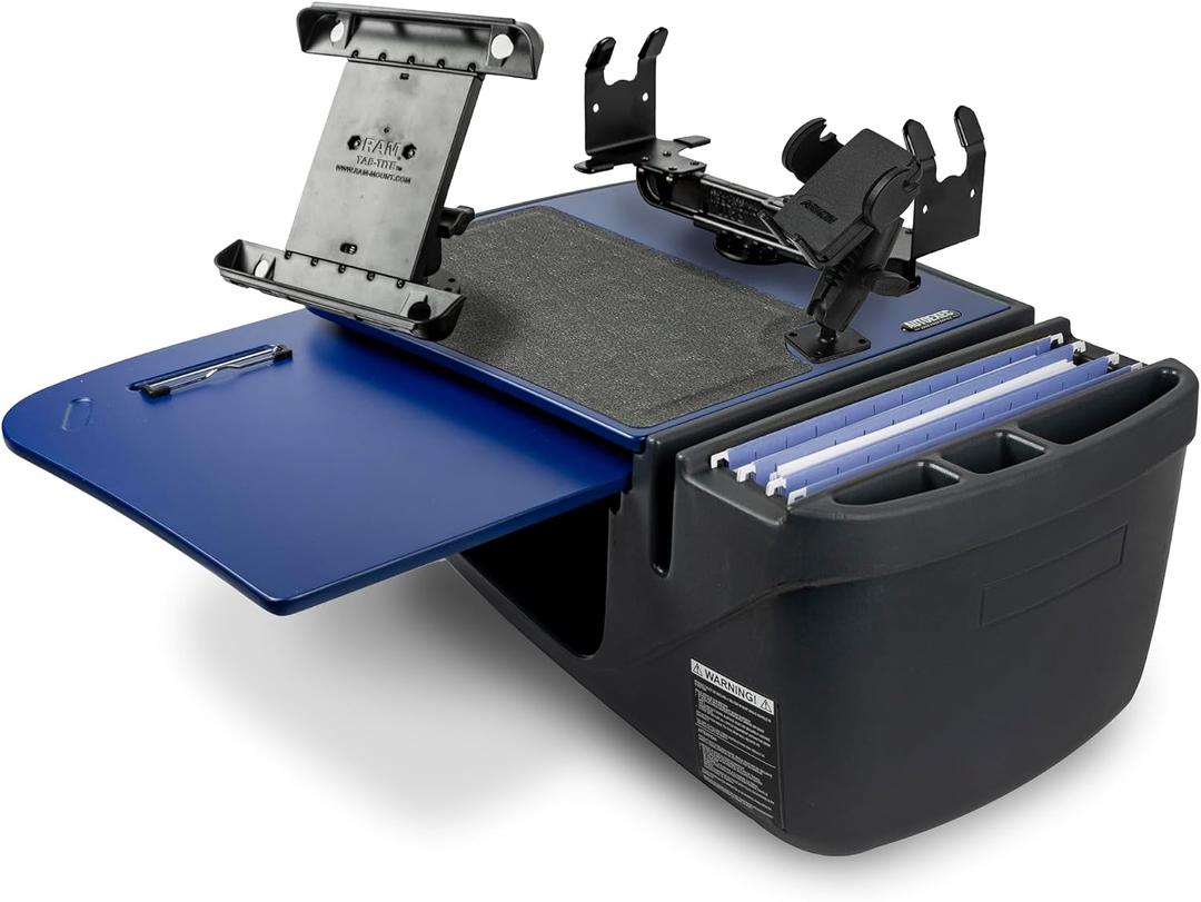 AutoExec GripMaster Car Desk for Your Vehicle Workstation and Mobile Office, Blue, with Phone Mount, Printer Stand and Tablet Mount | Vehicle Workstation and Mobile Office, Phone Mount, Printer Stand, Tablet Mount