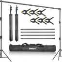 EMART Heavy Duty Background Stand, 9.2 x 10ft Adjustable Backdrop Support System Kit with Carry Bag for Photography (10ft x 9.2ft)