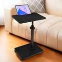 Aoligrace C Shaped End Table with Wheels, 360Swivel Height Adjustable Couch Side Table, TV Tray Table Living Room Bedroom, Sofa Arm Tray for Bed Chair with Phone & Tablet Slot