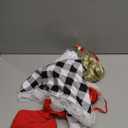 7Pack Christmas Red Costume Kids Girls Christmas Dress with Wig Long Blonde Braid with Red Beads Necklace Bow (S/3-4Y)