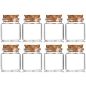 EWEIGEER 8 pcs 30ml Small Glass Bottles with Cork Stopper,Decorative Bottle,Vials Jars,Cute Storage Jar,Wishing Bottle 37x40mm(1.46x1.58inch)