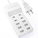 USB Charging Station with 6 USB-A & 4 USB-C Ports, 50W 10A USB Charging Block for Smart Phone, Tablet, Laptop, Multiple Devices - USB Power Strip with Auto-Detect Technology (1 PCS)