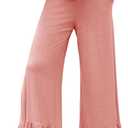 Yousify Womens Maternity Pants Soft Ruffle Flowy Lounge Palazzo Pants Pregnancy Wide Leg Trousers (X-Large, Pink)