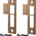 2pcs Antique Brass Door Strike Plate Latch with Screws Solid Brass Replacement Latch Striker Keeper for Mortise, Vintage, Striker, Keeper (3.25inch)