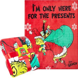 The Grinch Throw Blanket, Soft & Warm Fleece Christmas Blanket, Warm Lightweight & Fluffy Throw, Cozy Bedroom Accessories, Secret Santa Xmas Gifts (Red)