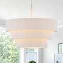 20” Boho Hand Woven Rattan Chandelier 3 Round Adjustable Coastal Pendant Light for Kitchen Island Dining Living Room, White, UL Listed, 19.75 inches diameter x 49.5 inches height