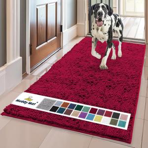 Muddy Mat | Super Absorbent Door Mat Indoor, Microfiber Quick Dry Chenille Entryway Rug, Non-Slip Front Door Mat, Indoor Mats for Entryway, Machine Washable Pet Rug, Maroon 36"x60"