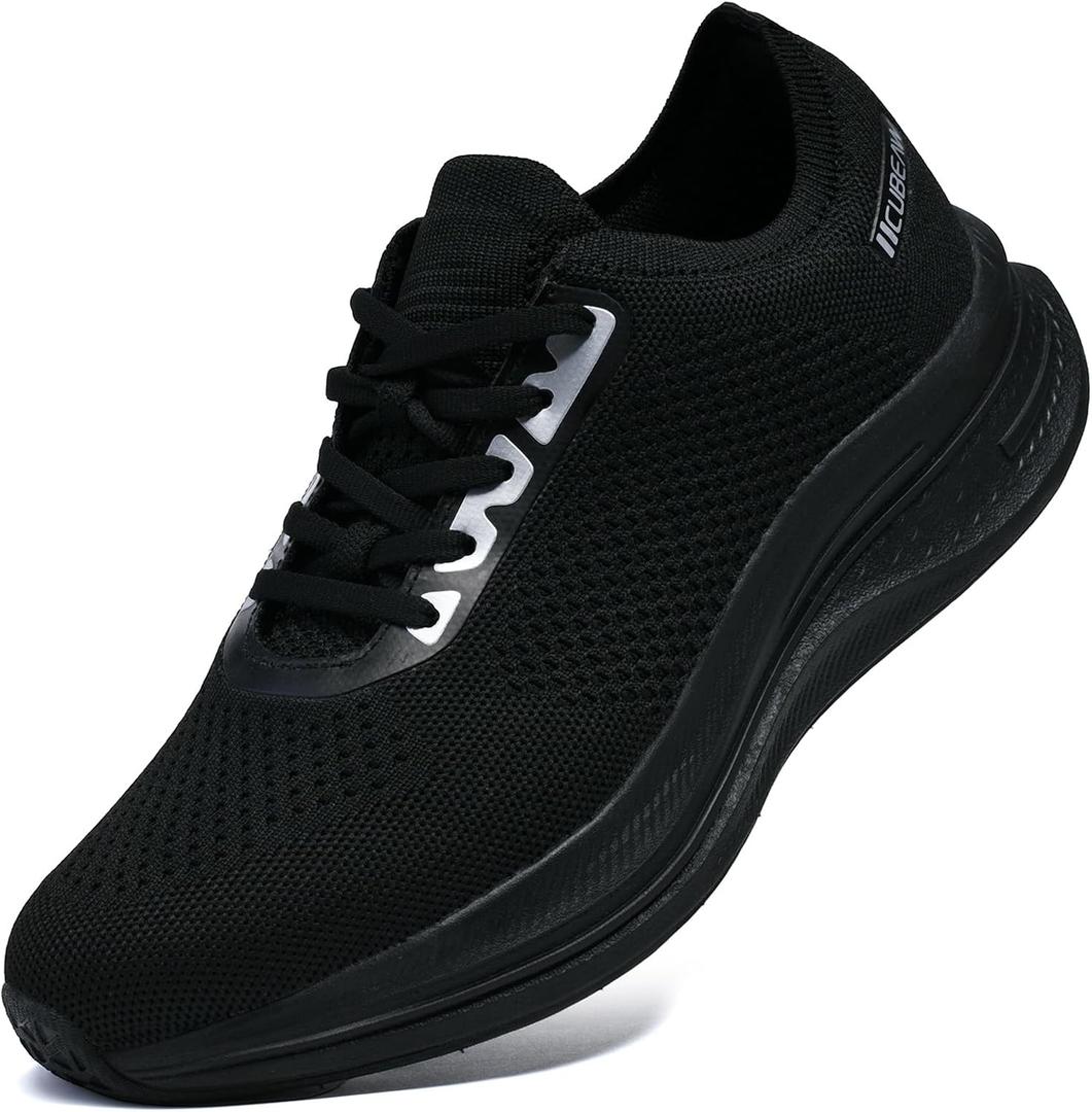 Men's Running Shoes Lightweight Cushioning Walking Tennis Sneakers (6.5, All Black)