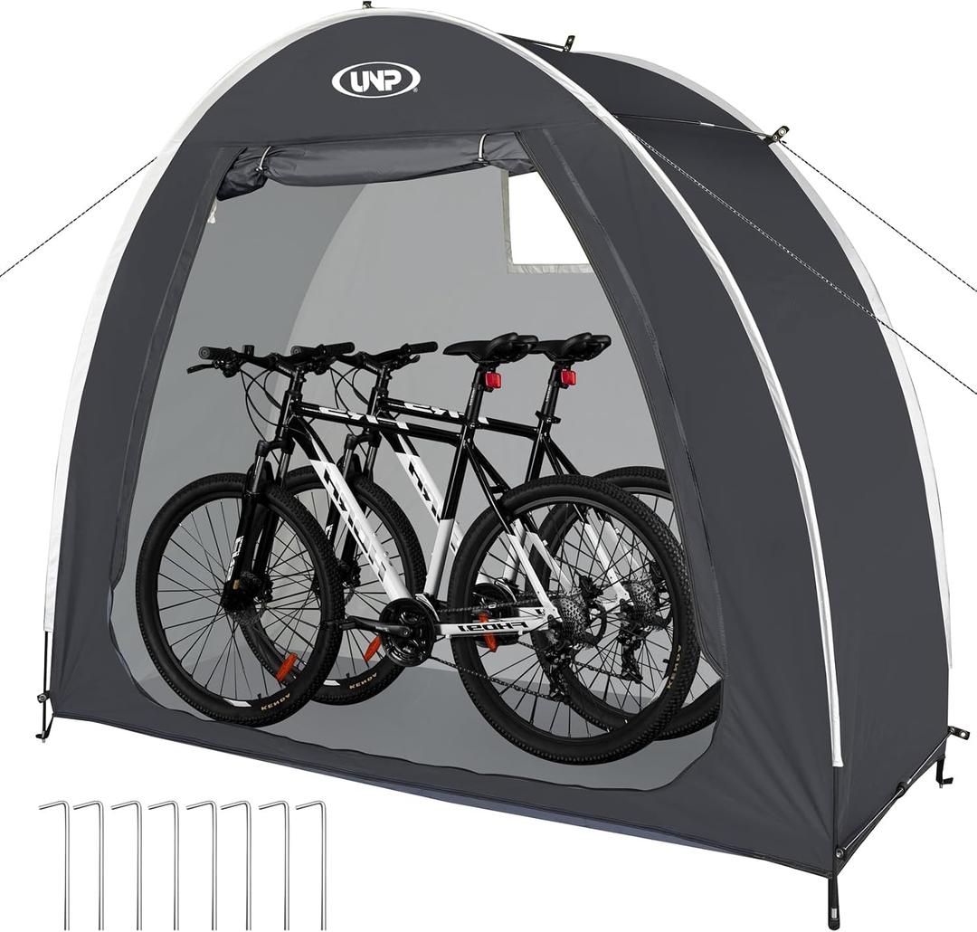 UNP Bike Storage Shed Tent, Portable Outdoor Bike Storage Tent with 210D Oxford Thick PU4000 Waterproof for 1/2/3/4 Bikes, Bike Covers Storage Shed for Bicycles, Lawn Mower, Garden Tools