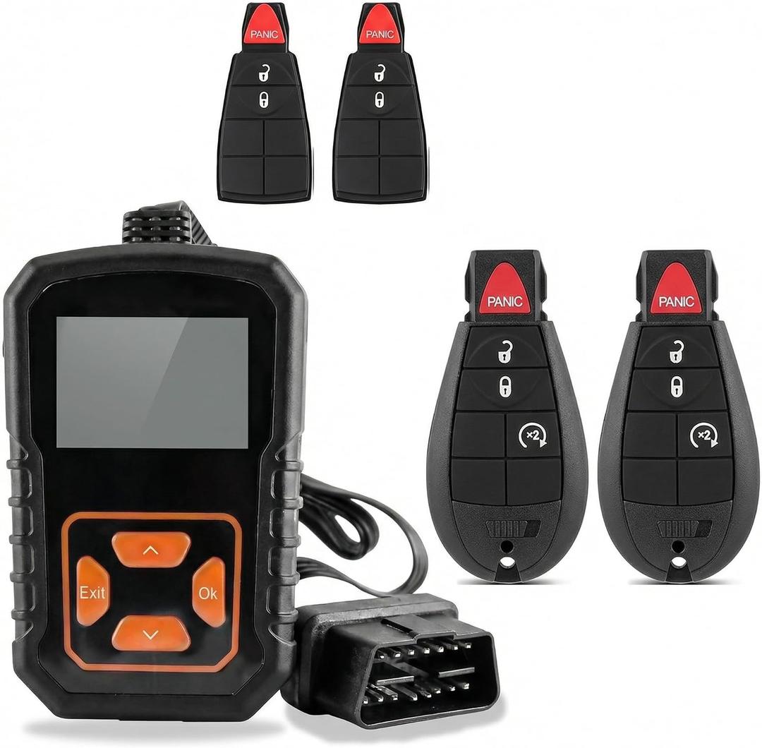 Simple Sync DIY Remote Key Fob Replacement Kit Compatible with Dodge Ram 1500 2500 3500 (2013-2017) - FCC ID: GQ4-53T, Includes 3 & 4-Button Pads, No Pro Tools Require